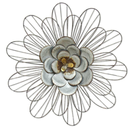 Well-Crafted Galvanized Daisy Metal Wall Decor.