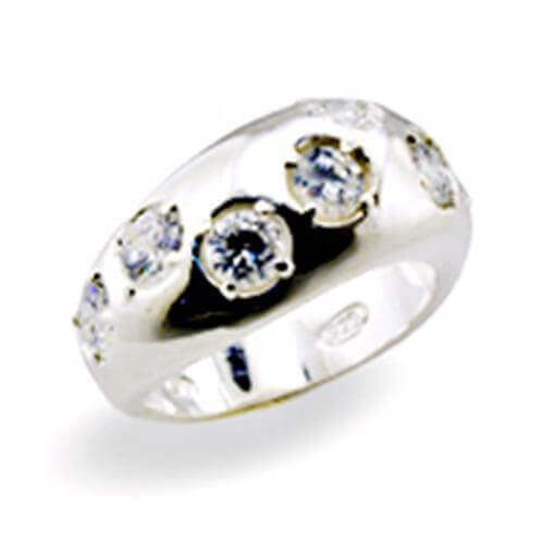 32114 - High-Polished 925 Sterling Silver Ring with AAA Grade CZ  in C