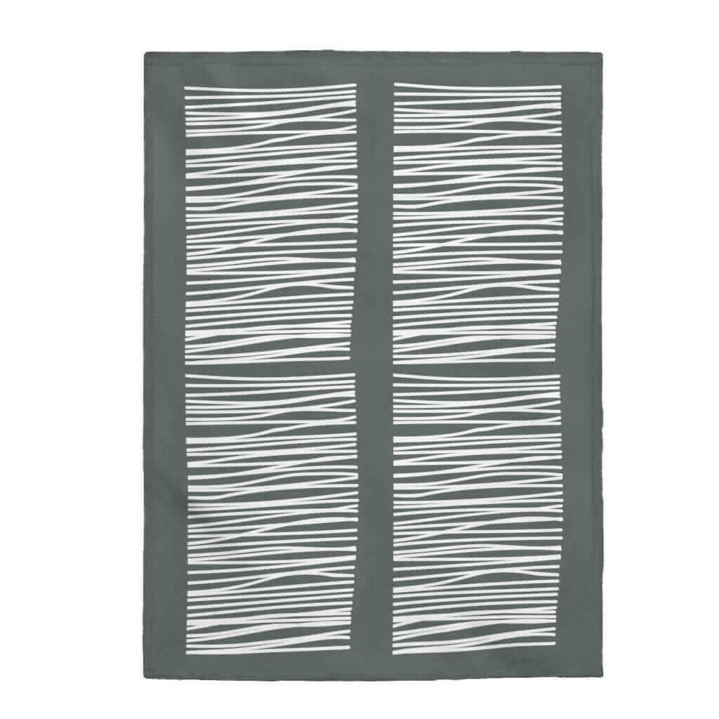 Dark Gray Abstract Lines Plush Blanket Throw.