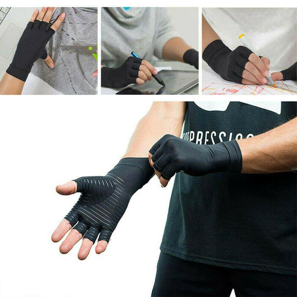 Compression Arthritis Glove Unisex Joint Pain Relief Half Finger Brace.