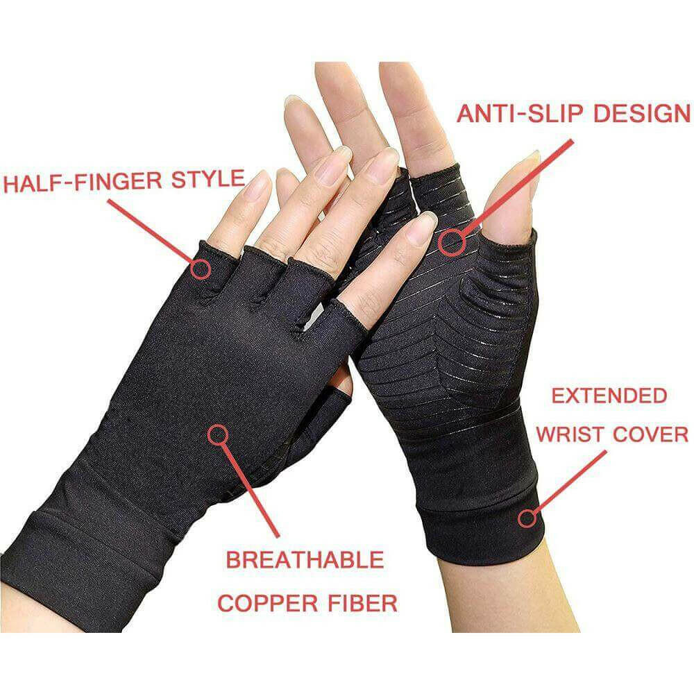 Compression Arthritis Glove Unisex Joint Pain Relief Half Finger Brace.