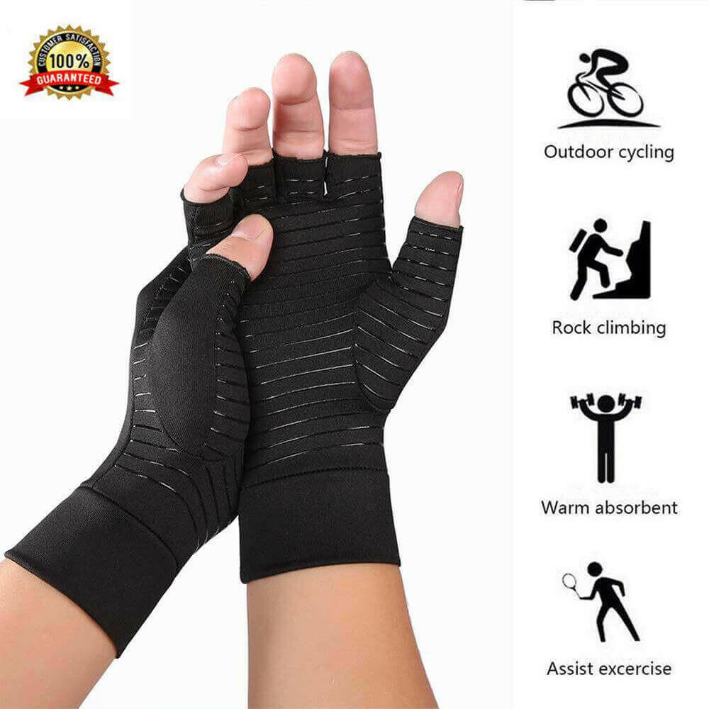 Compression Arthritis Glove Unisex Joint Pain Relief Half Finger Brace.