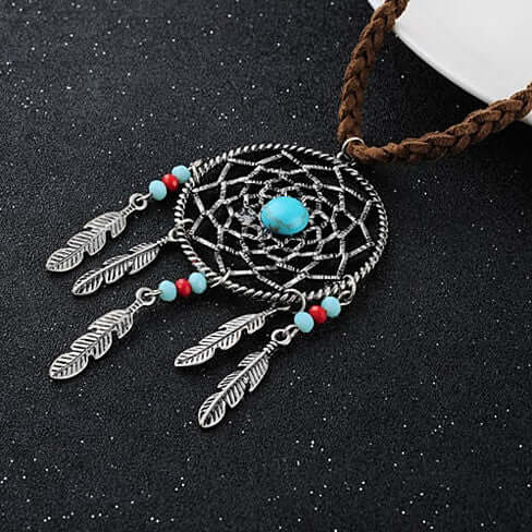 Dream Big Dreamcatcher Necklace with Howlite &amp; Turquoise