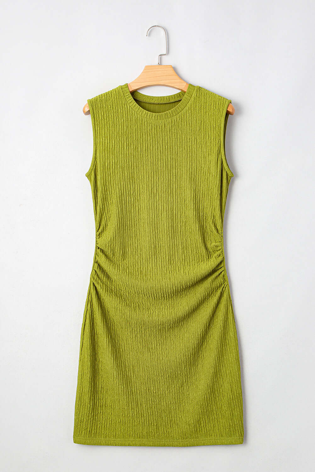 Textured Ruched Side Bodycon Tank Dress