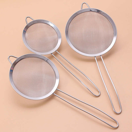 3Piece Stainless Steel Mesh Strainer Set for Kitchen