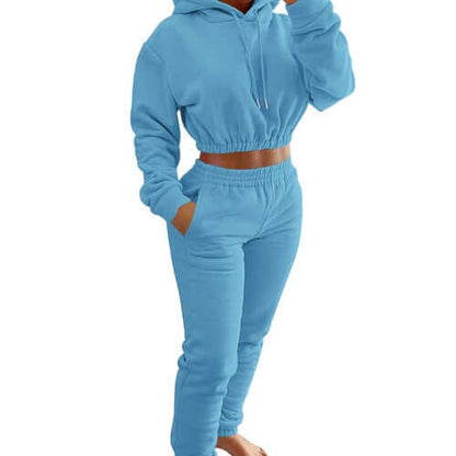 Women's Spring And Winter Plush Sports Casual Suit Hoodie+Jogging Pant