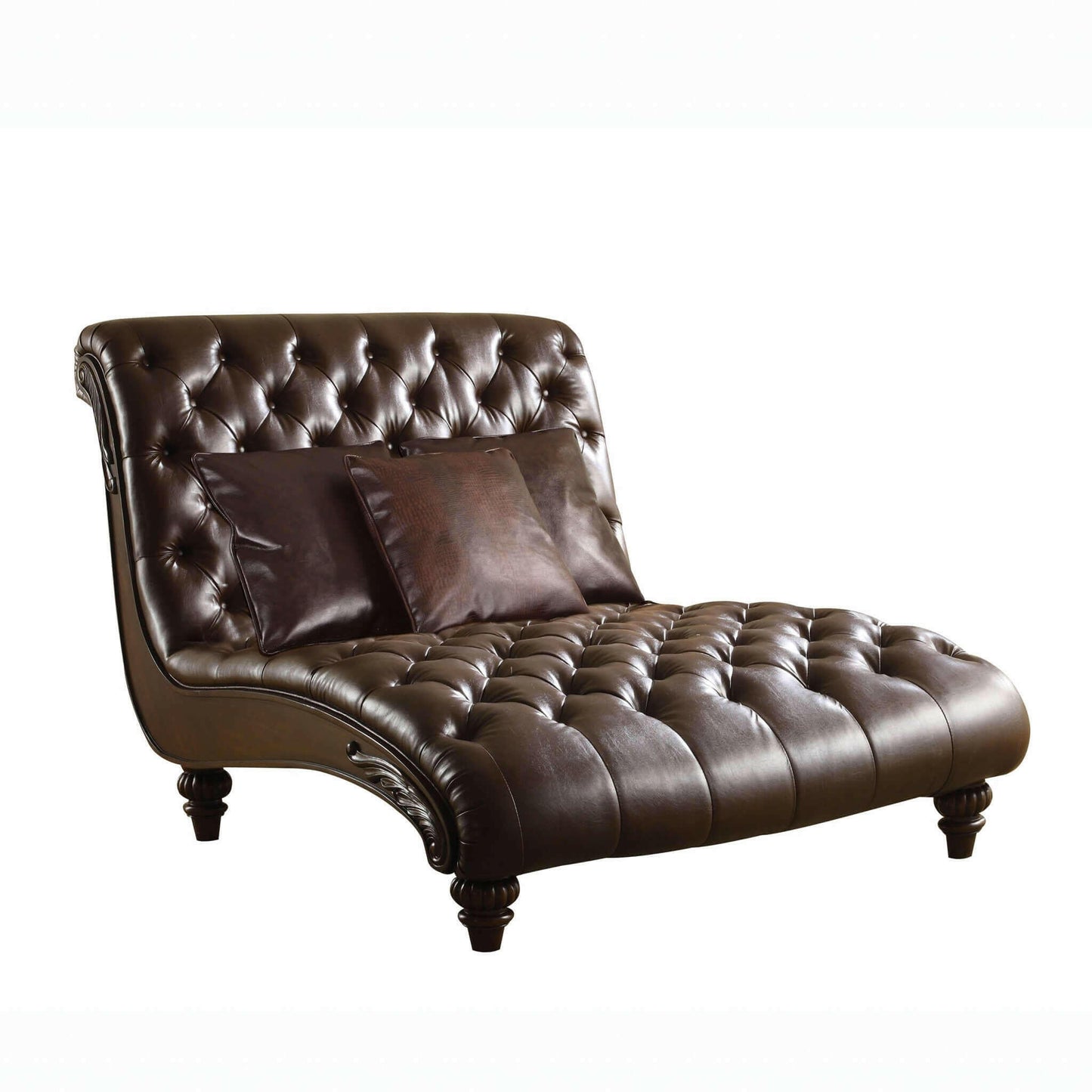 52inches X 70inches X 45inches 2Tone Brown PU Upholstery Wood Chaise.