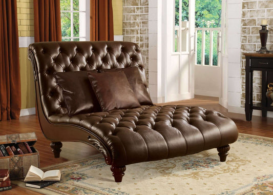 52inches X 70inches X 45inches 2Tone Brown PU Upholstery Wood Chaise.