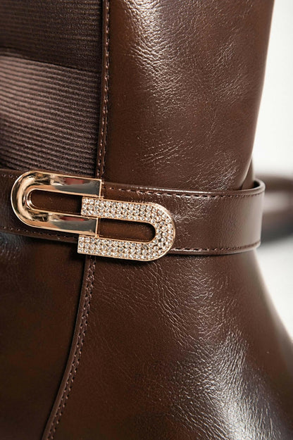 Elegantni škornji iz imitacije usnja, SA6232, rjavi