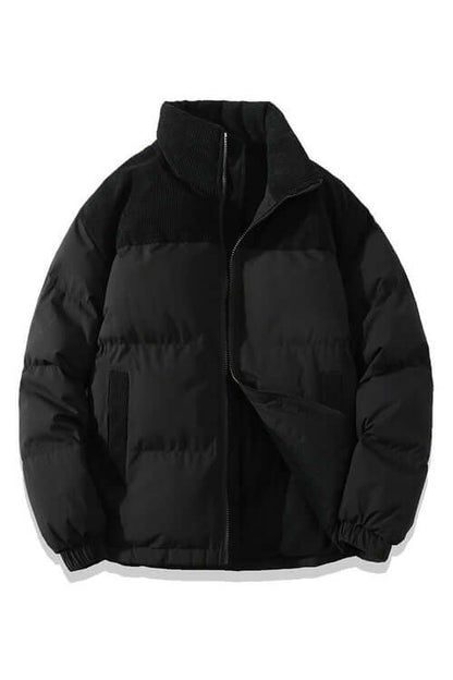 Winter Stand Collar Contrast-colored Coat Cotton Padded Jacket For Men