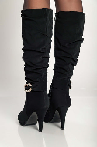Elegantni škornji z visoko peto, Z075, črni