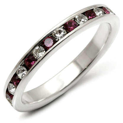 35126 - High-Polished 925 Sterling Silver Ring with Top Grade Crystal.