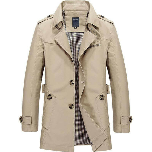 Men's Windbreaker Notch Lapel Single Breasted Jacket Coat.