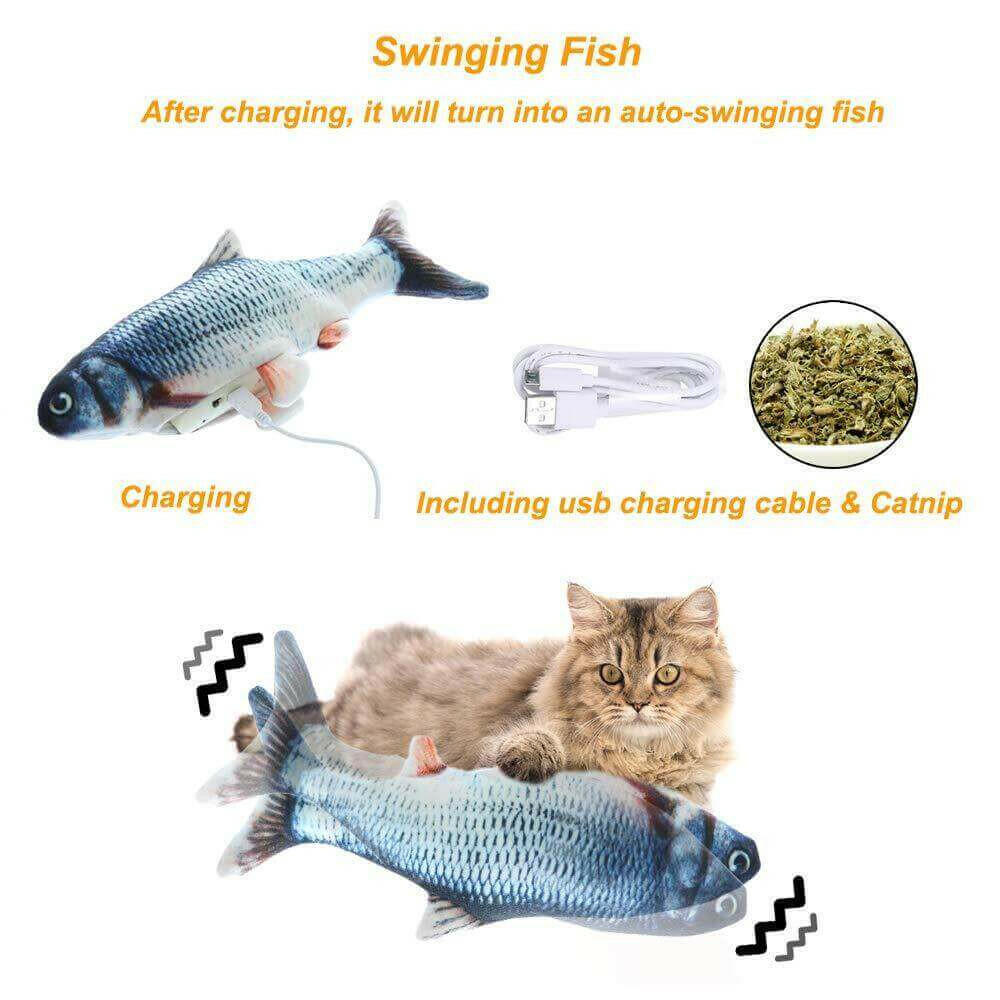 Electronic Pet Cat Toy Electric USB Charging Simulation Fish Toys.