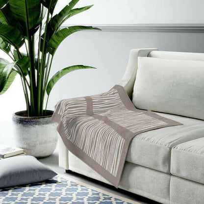 Abstract Lines in Beige Plush Blanket Throw.