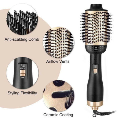 Hair Dryer Hot Air Brush Styler Electric Ion Blow Dryer Brush