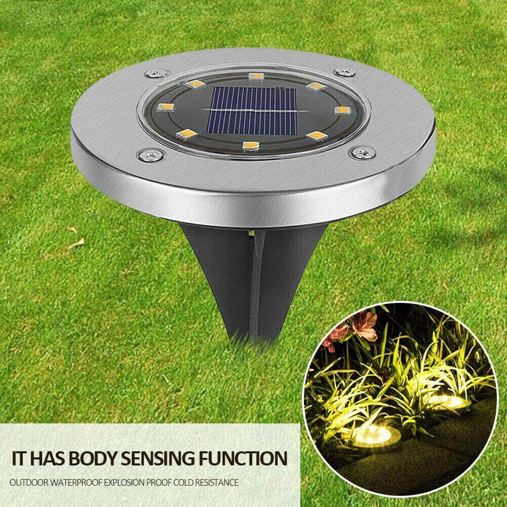 4 LEDs Solar Powered Buried Light Outdoor Pathway Garden Decking Lamps