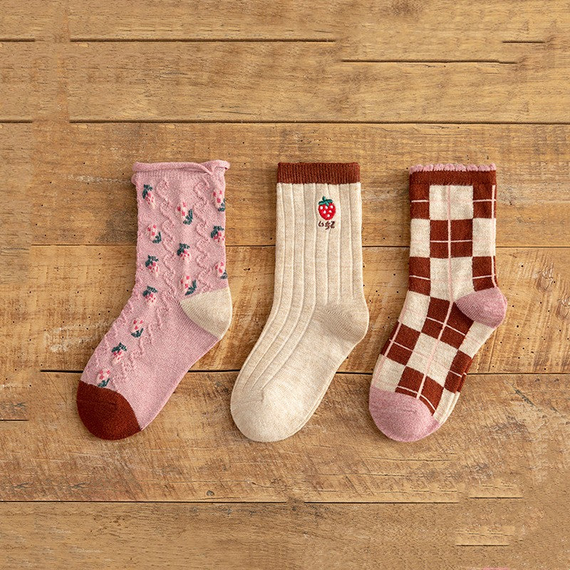 Cartoon Wool Medium Tube Socks for Kids