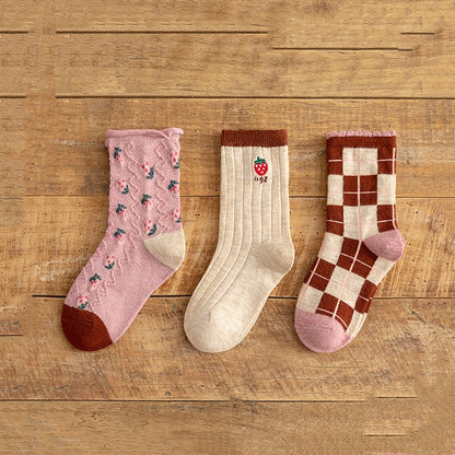 Cartoon Wool Medium Tube Socks for Kids
