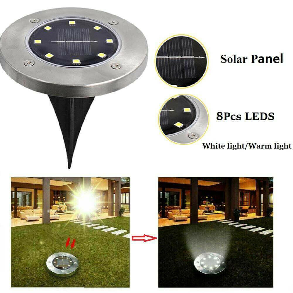 4 LEDs Solar Powered Buried Light Outdoor Pathway Garden Decking Lamps.