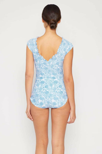 Marina West Swim Bring Me Flowers V-Neck One Piece Swimsuit In Thistle.