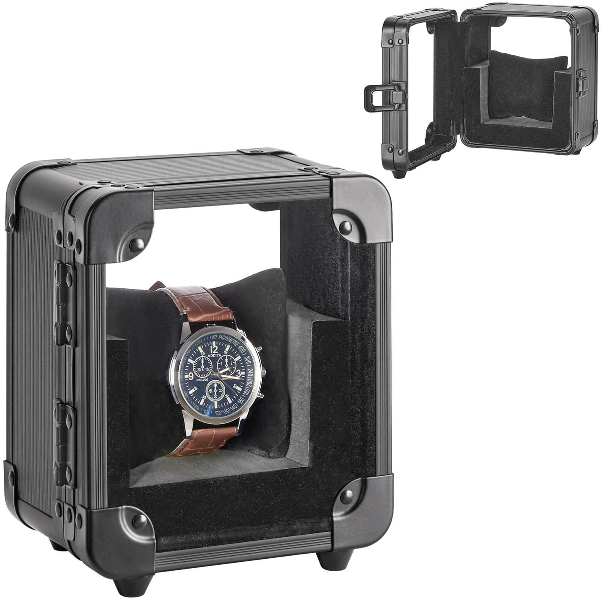 Vilcjson Single Watch Display Case with Acrylic Lid – Black