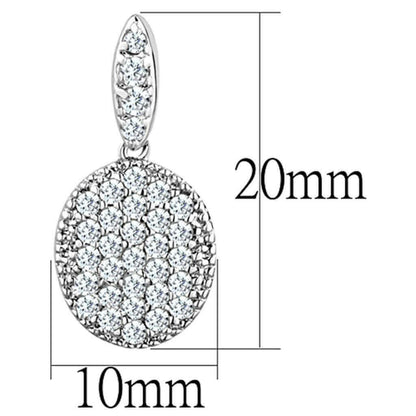 3W692 - Rhodium Brass Earrings with AAA Grade CZ  in Clear.