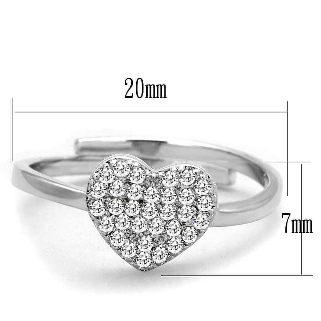 3W865 - Rhodium Brass Ring with AAA Grade CZ  in Clear.