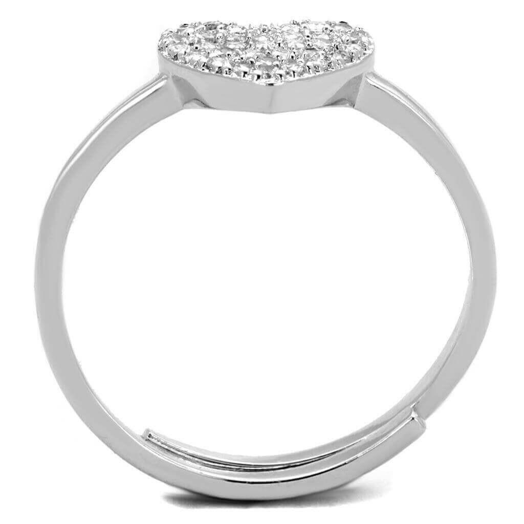 3W865 - Rhodium Brass Ring with AAA Grade CZ  in Clear.