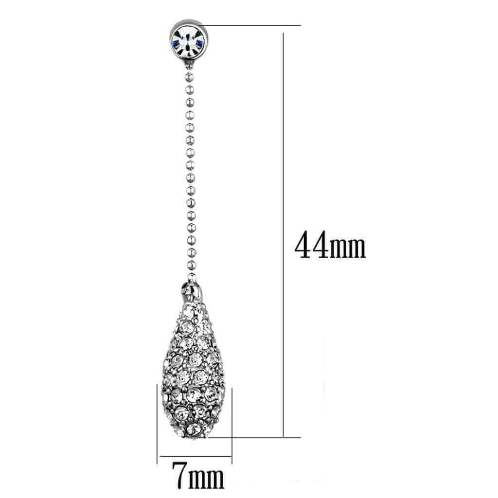 3W898 - Rhodium Brass Earrings with High Grade Crystal in Clear