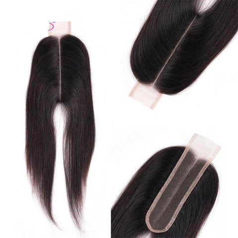 BeuMax 10A Grade 3/4 Straight Hair Bundles with 2x6 Closure Brazilian.