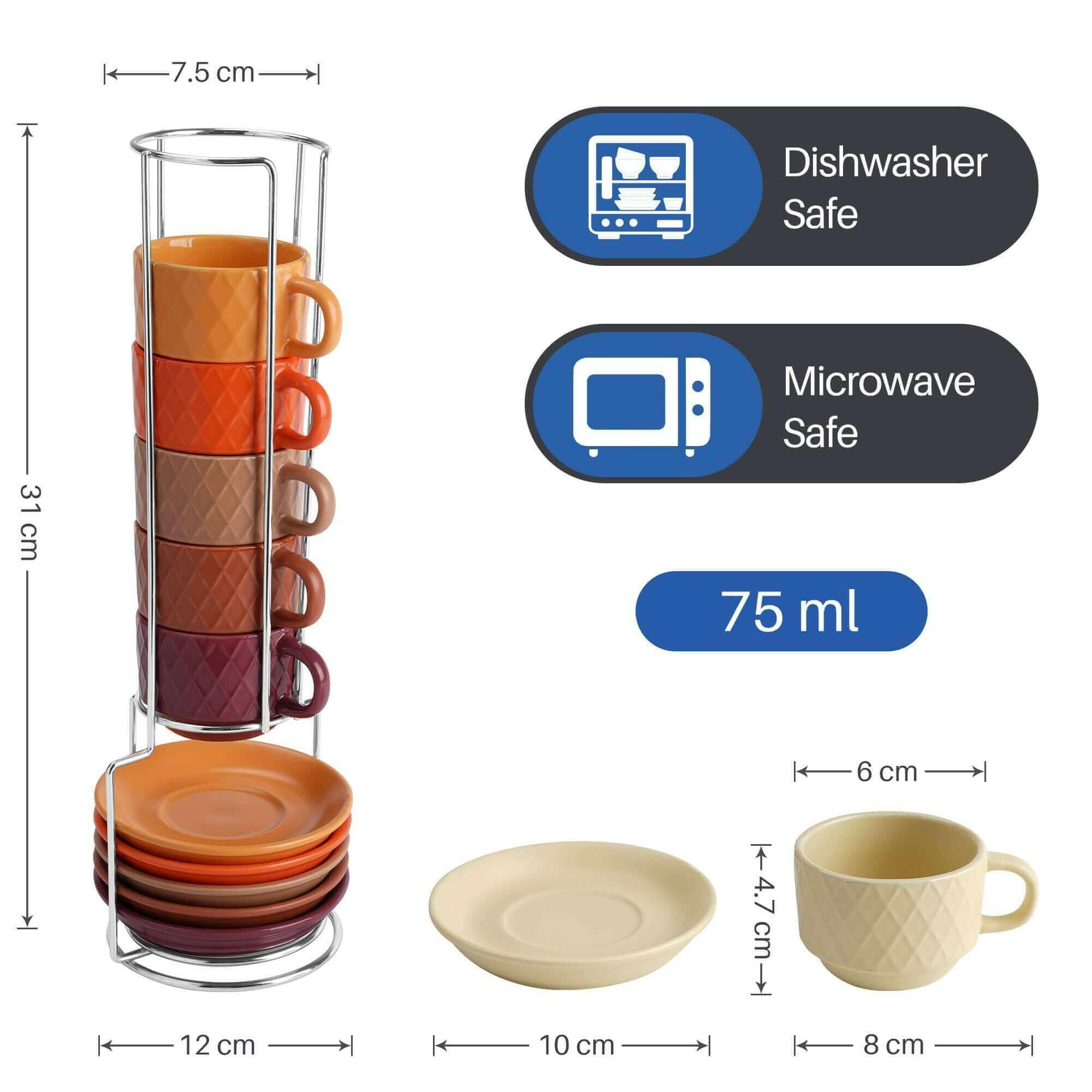 6er Espressotassen Set Palmanova Kollektion (Magma Edition).