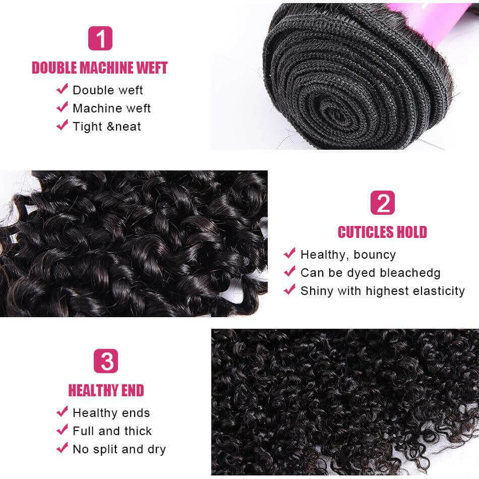 BeuMAX 10A Grade 3/4 Bundles Kinky Curly Brazilian Human Hair.