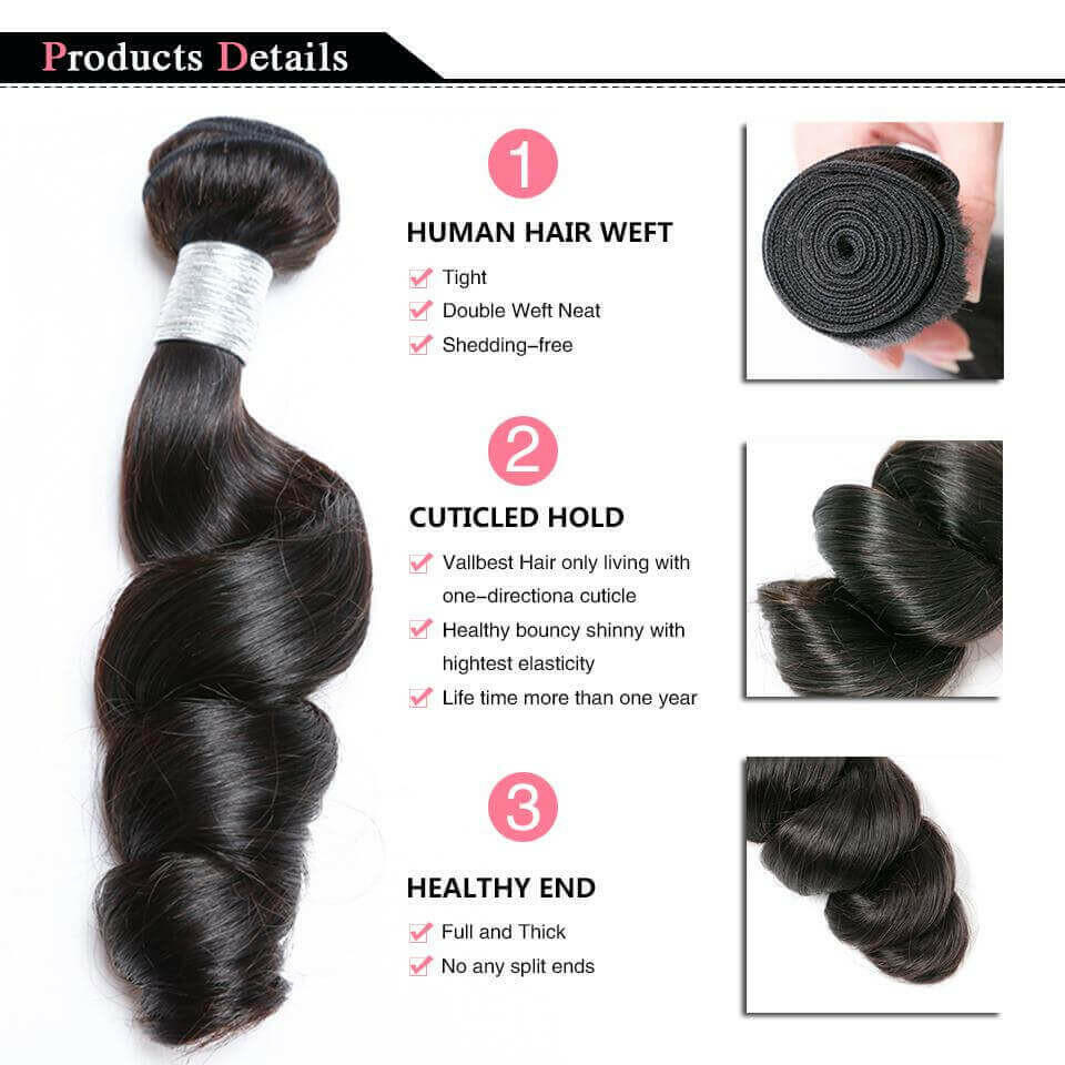 Loose Wave 10A Grade 3/4 bundles with 4x4 Closures & 13x4 Frontal.