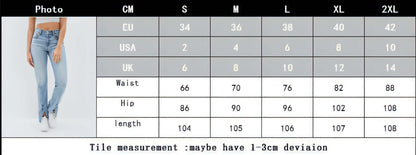 Commuter Split Straight Pants Fashionable Stretch Washed Jeans Women