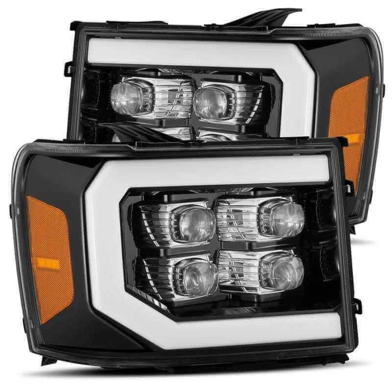 AlphaRex 07-13 GMC 1500HD NOVA LED Proj Headlights Plank Style Chrome.