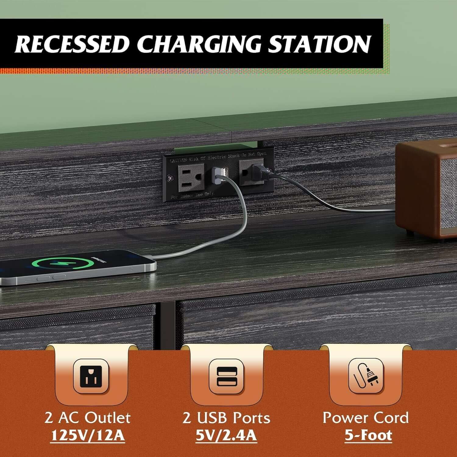 Dresser TV Stand for 55 Inch with LED Lights