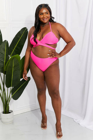 Marina West Swim Summer Splash Halter Bikini Set in Pink.