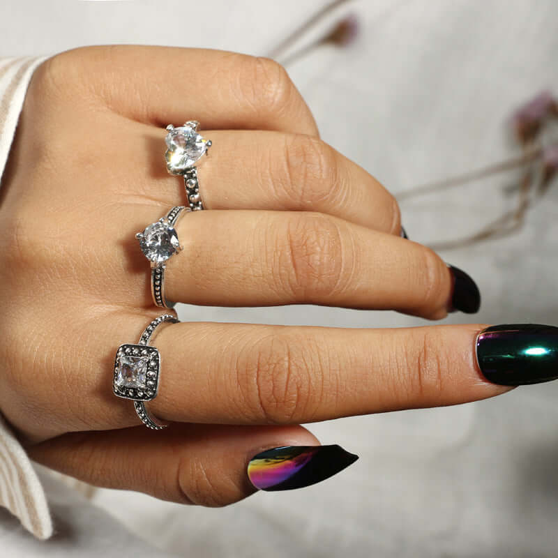 3-Piece Geometric Ring Set