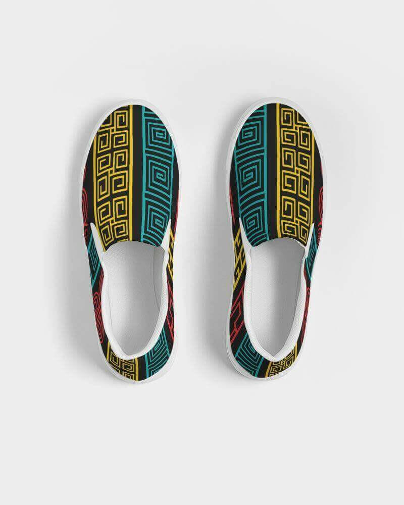 multicolor canvas slip-on sneakers