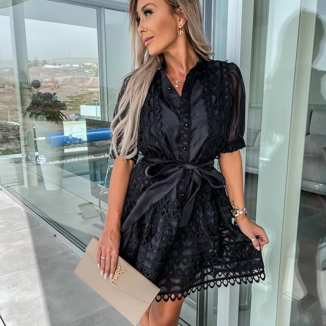 Lace Stitching Mini Dress for Women