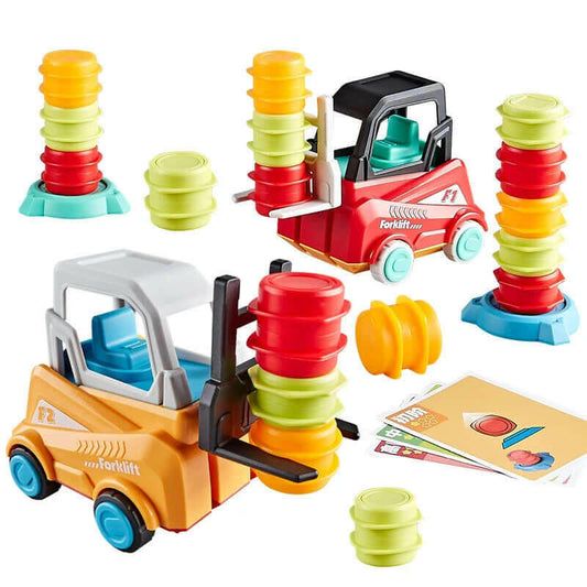 Children'S Engineering Truck Forklift Press Shovel Toy Car Suit Education Stacking Toy Board Game for Party Boys Birthday Gift