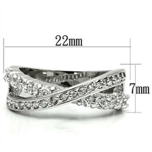 3W274 - Rhodium Brass Ring with AAA Grade CZ  in Clear.