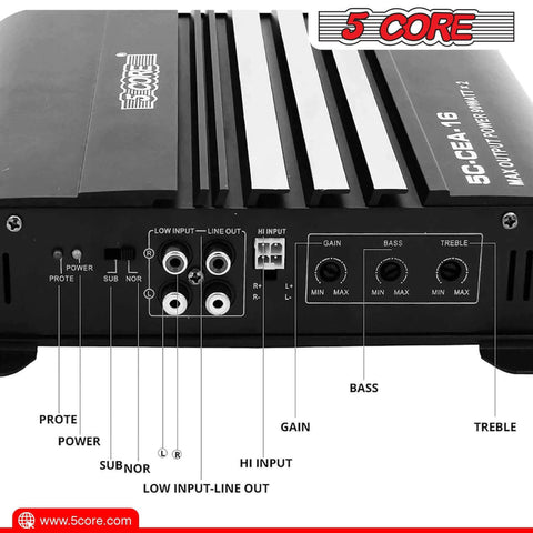 5Core Stereo Car Truck Amplifier 2 Channel Mic Input Amplificador Para