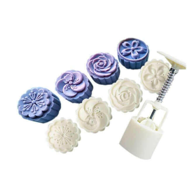 4 Style Stamps 50g Round Flower Moon Cake Mold.