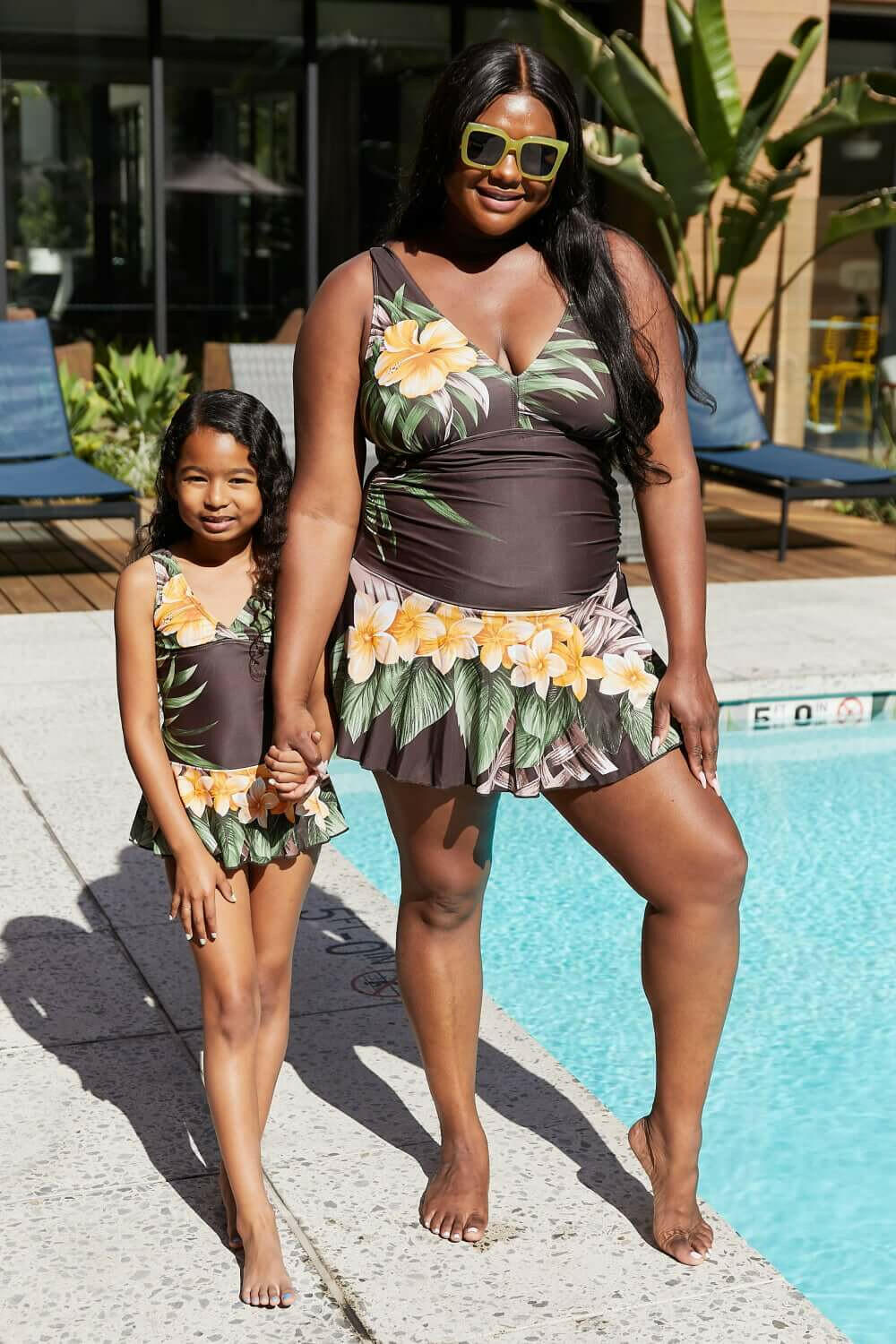 Marina West Swim Clear Waters Swim Dress in Aloha Brown.