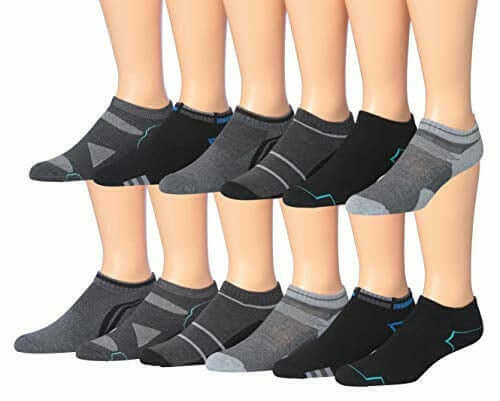 James Fiallo Men's 12-Pairs Performance Low Cut Athletic Sport Socks.