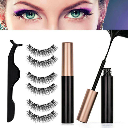 3Pairs Magnetic Liquid Eyeliner with False Eyelashes With Tweezers Set.