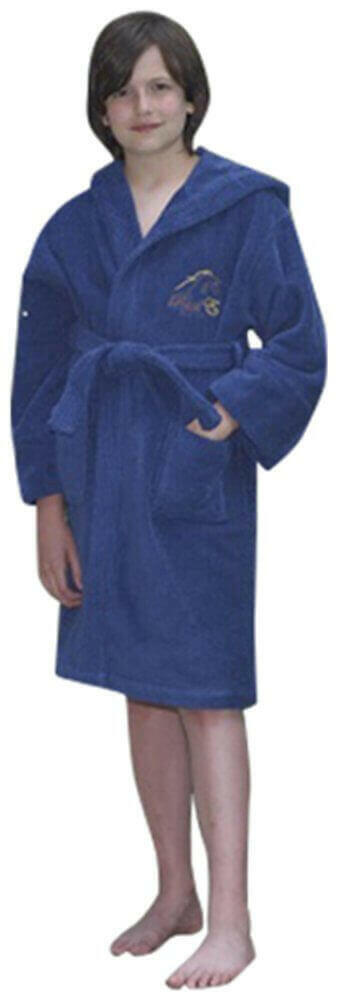 Raul E New York Boys' Hooded Terry Robe Navy Blue.