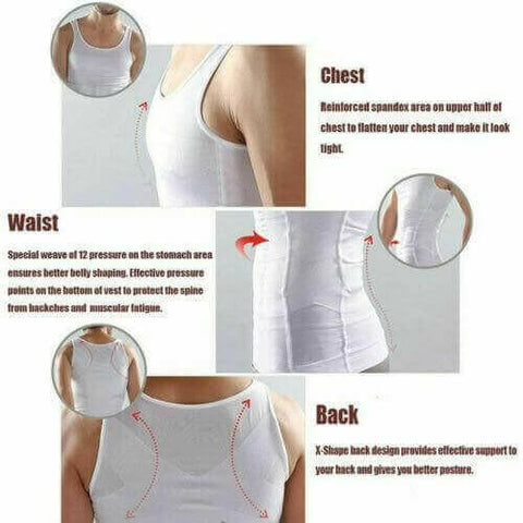 Men's Slimming Vest Body Shaper Corrective Posture Belly Compression.